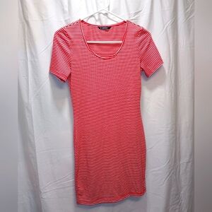 XS shein red/white striped bodcon dress